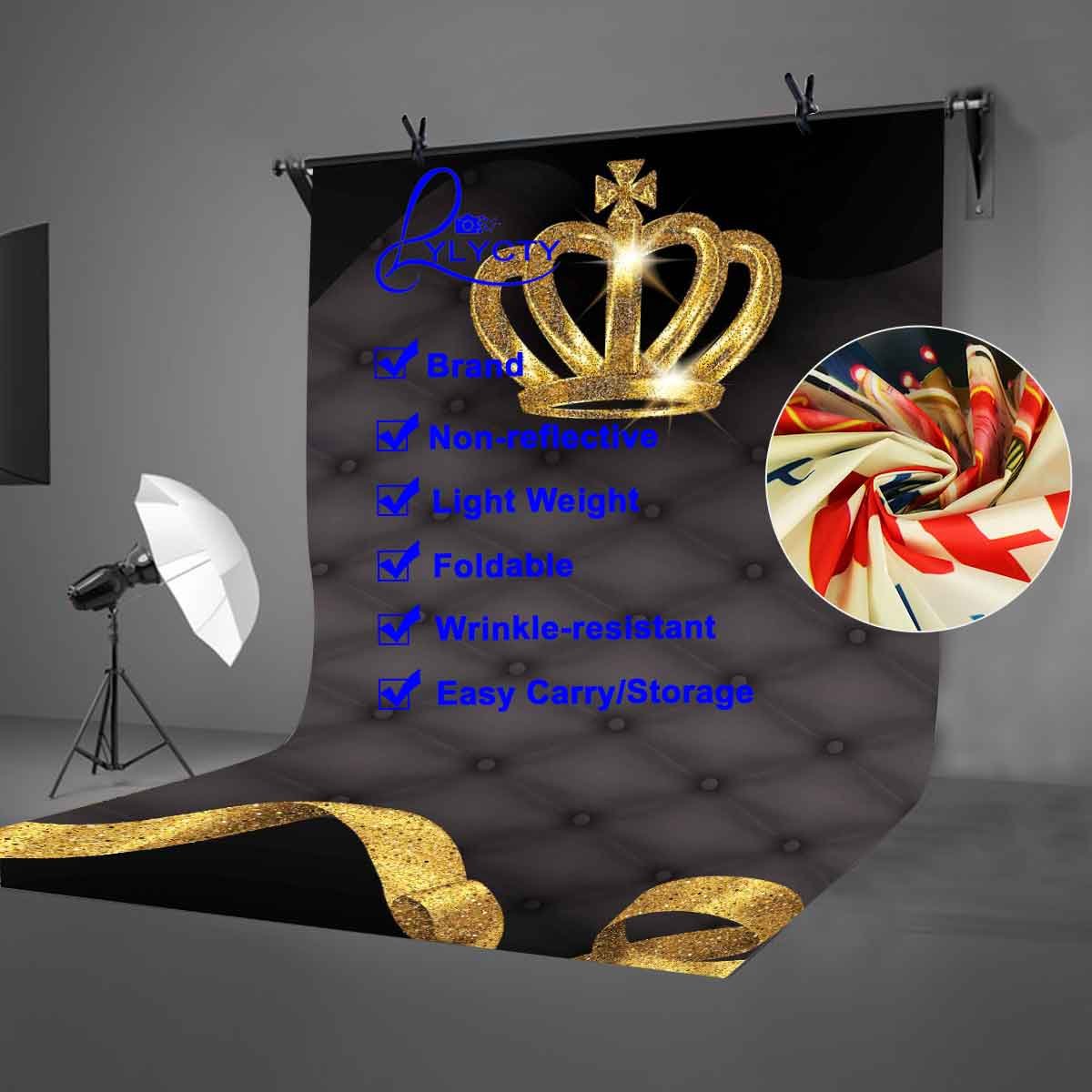 Lylycty 5X7Ft Crown Backdrop Bling Crown Grey Sofa Photography Background And Studio Photography Backdrop Props Lyge813