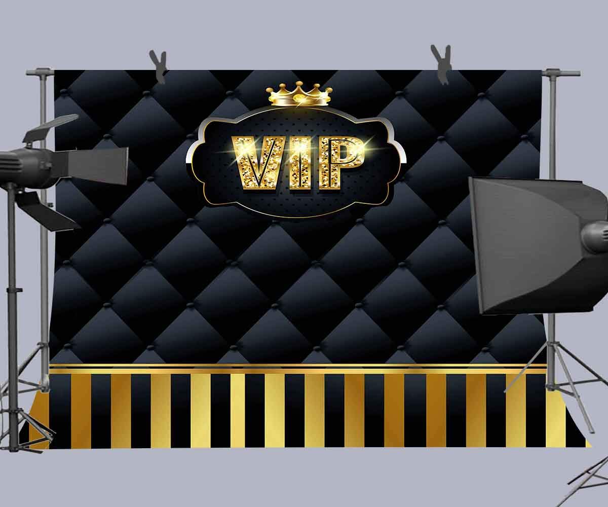 Gold Vip Backdrops 9X6Ft Black Tufted Gold Stripes Photography Backgrounds Events Step And Repeat Banner Props Lup575