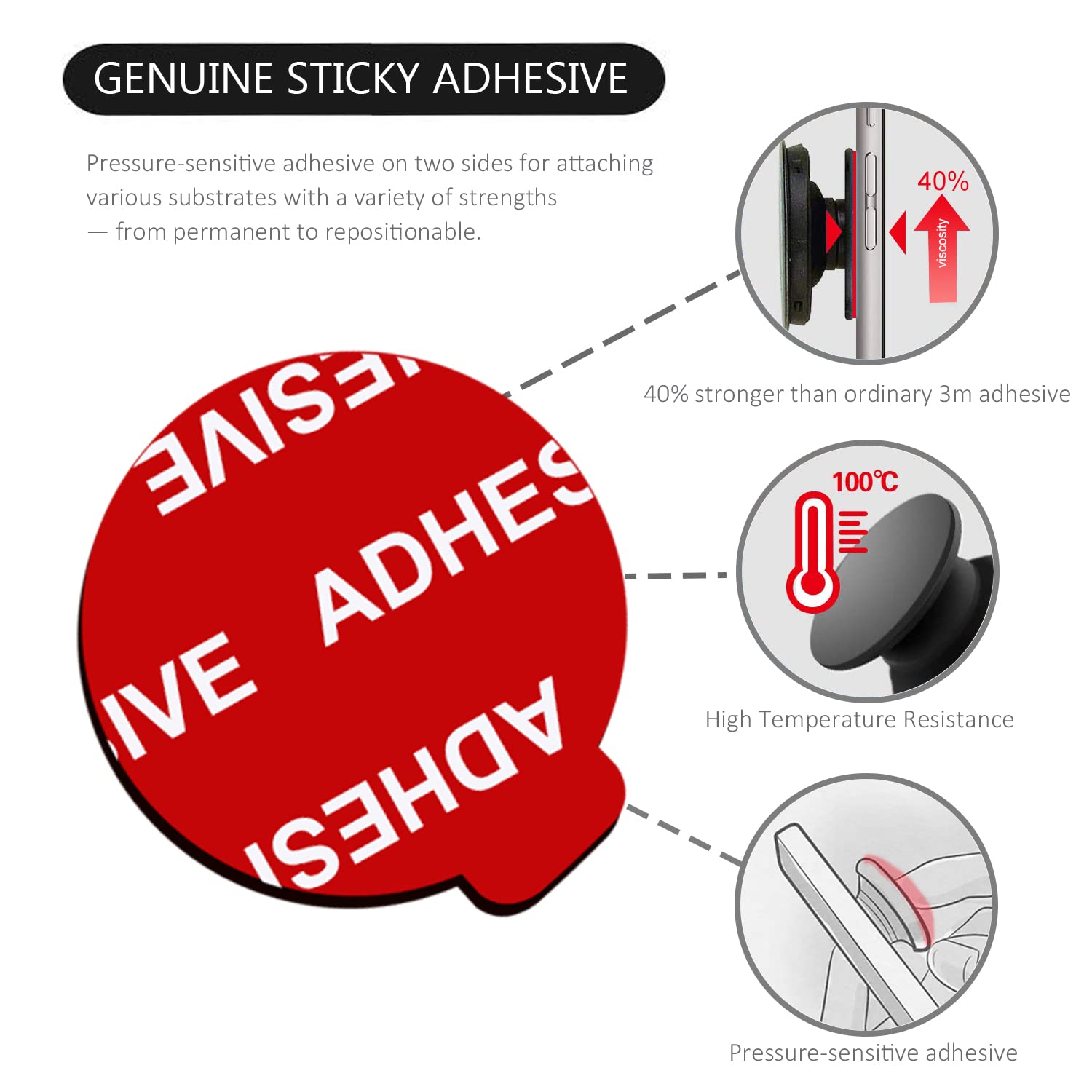 Very High Bond Sticky Adhesive, Azxyi 12 Pack Socket Sticky Adhesive Replacement Kit, 1.4 Inches Double Sided Stickers For Colla