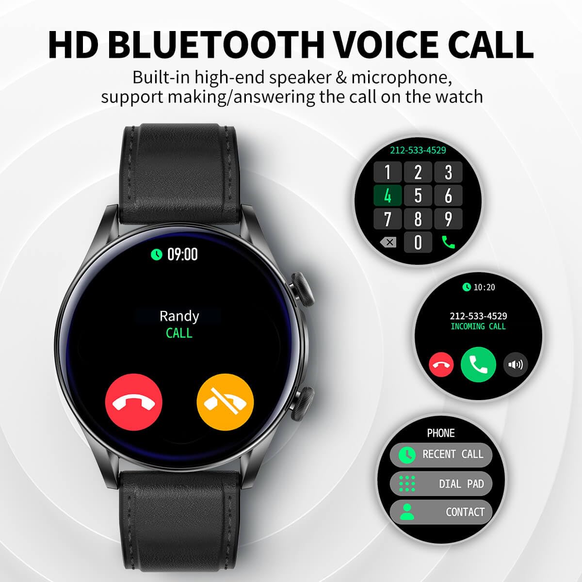 Booabei Smart Watch For Men Women,1.39 Round Smartwatch (Answer/Make Call), Blood Pressure/Heart Rate/Pedometer/Blood Oxygen/Sle