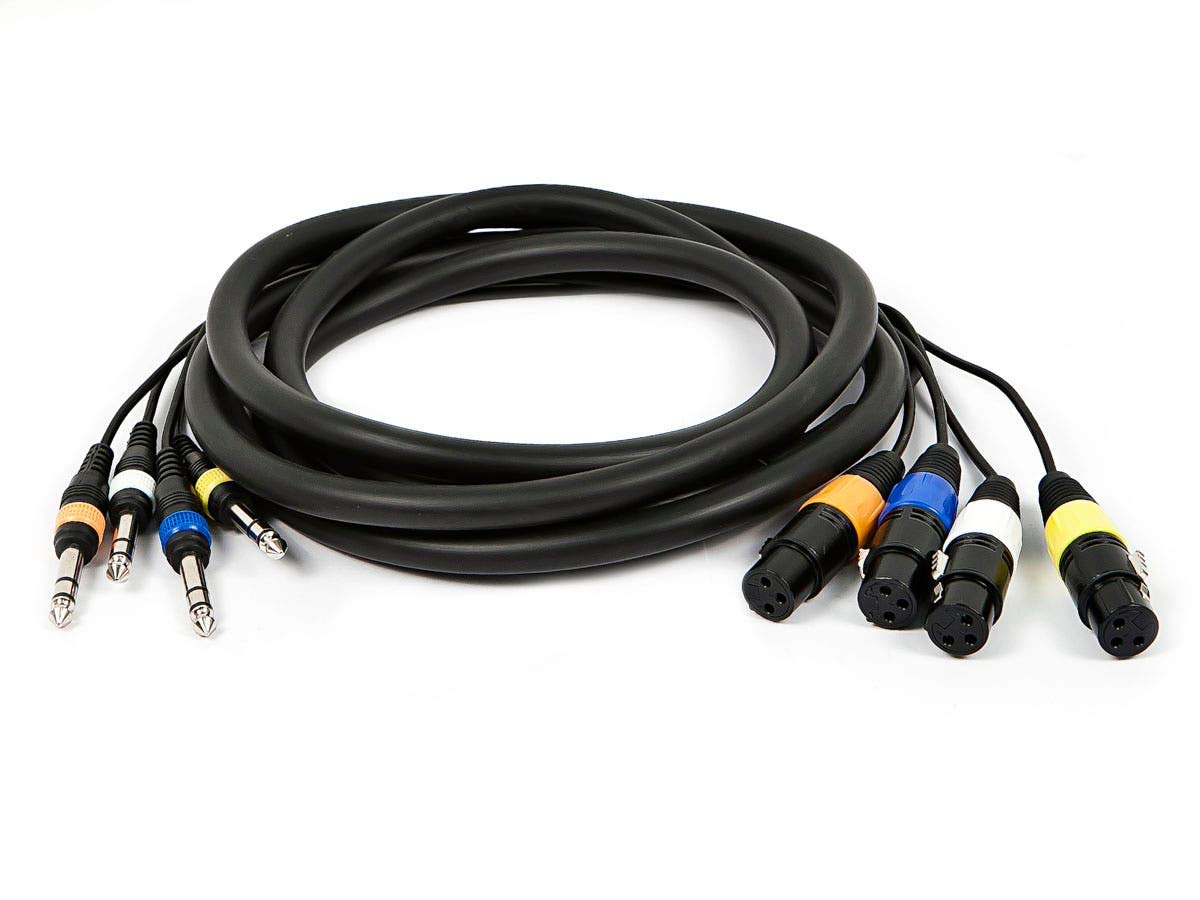 Monoprice 4 Channel Trs Male To Xlr Female Snake Cable   10 Feet   Black, 25Awg, With Slim, Molded Connector Housing