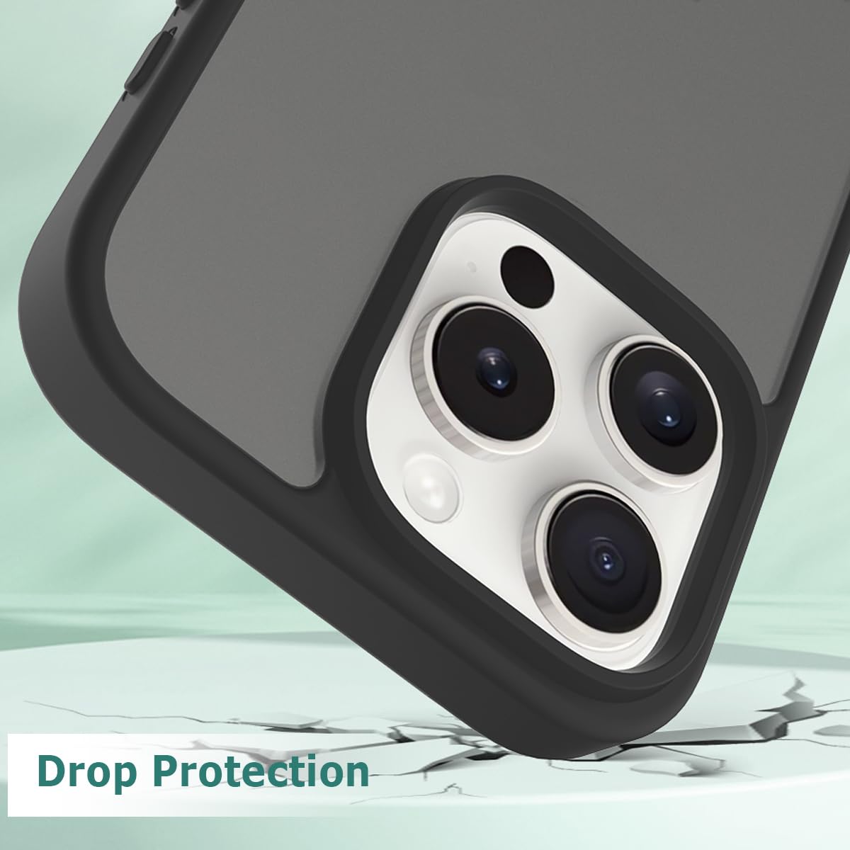 Tenoc Phone Case Compatible With Iphone 16 Pro, Black Case Translucent Protective Bumper Matte Hard Back Cover For 6.3 Inch