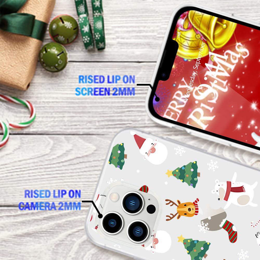 Lchulle Compatible With Iphone 13 Pro Christmas Case Xmas Santa Holiday Transparent Clear Design Women Men Kids Soft Tpu Silicon