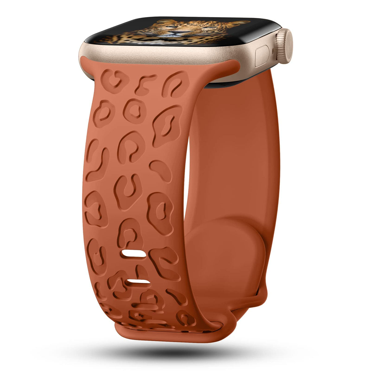 Creategreat Engraved Bands Compatible With Apple Watch Band 41Mm 40Mm 38Mm, Leopard Carve Pattern Soft Silicone Strap Compatible