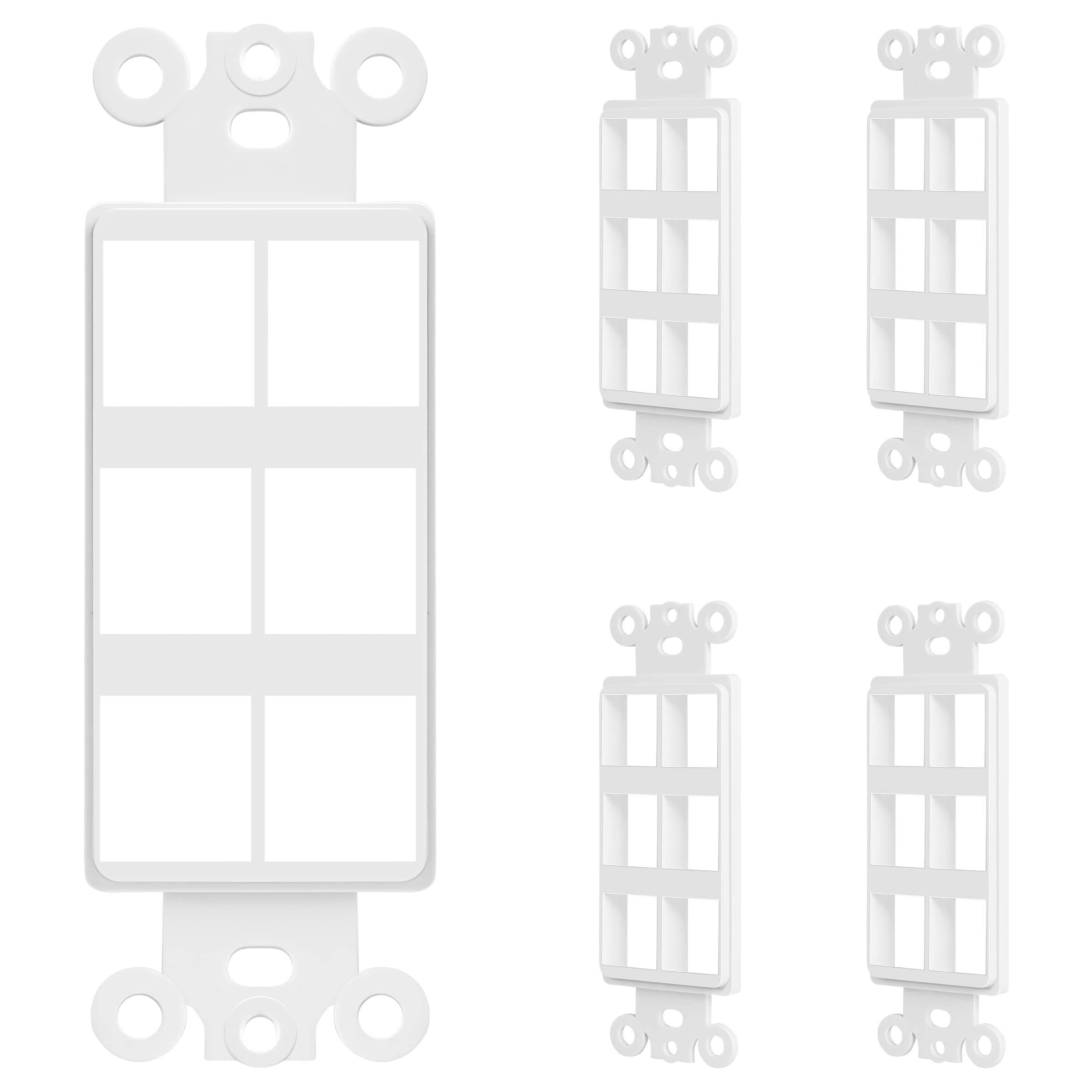 Enerlites 6 Port Keystone Rj45 Wall Plate Adapter, Multimedia Insert For Decorator Wall Plate, Cat7 Cat6 Cat5 Compatible, For Vo
