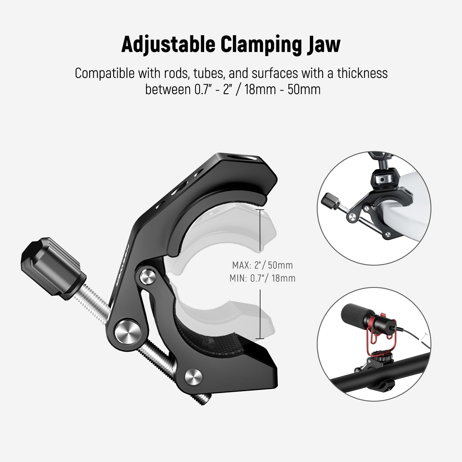 Neewer Super Clamp With Cold Shoe And Threaded Holes 1/4'' 3/8'', Max Load 2Kg, Crab Shaped Clamp Holder For Most Photography Ac