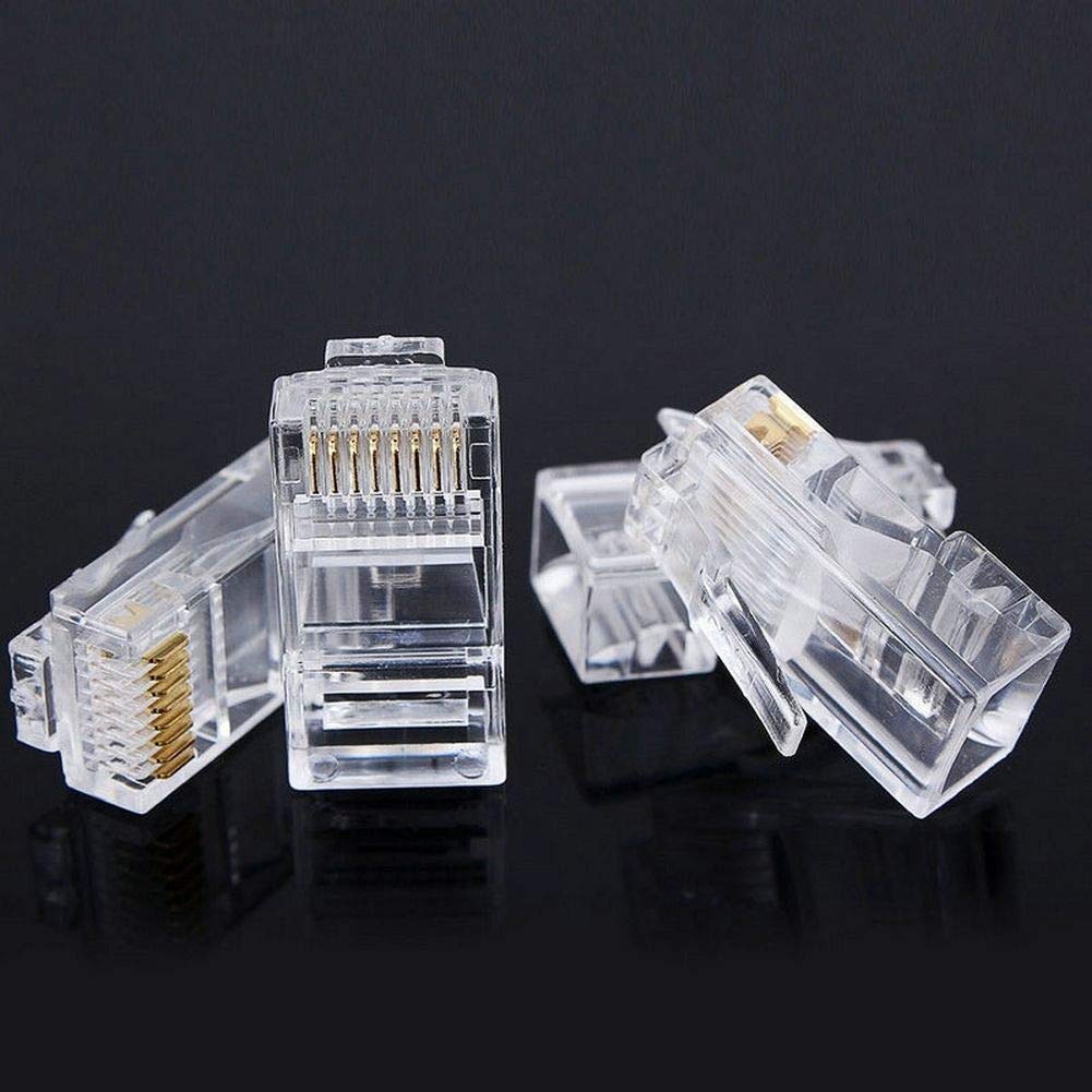 Fjiangyi 1000 Pcs Cat5 Rj 45 Ends, Cat5 Connector, Rj45 Connector, Ethernet Cable Crimp Connectors Utp Network Plug For Solid Wi