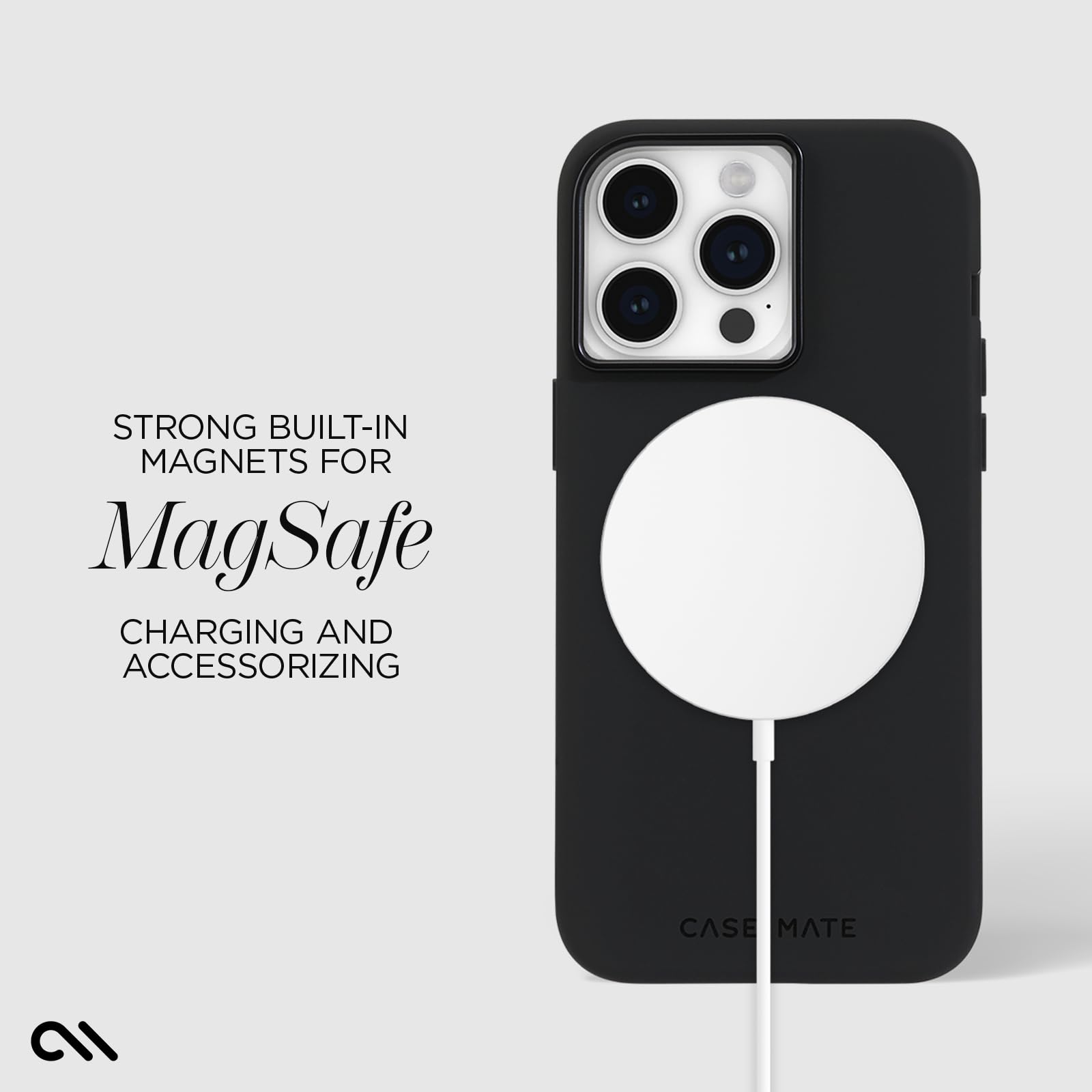Case Mate Iphone 15 Pro Max Case   Silicone Black [12Ft Drop Protection] [Compatible With Magsafe] Magnetic Cover With Soft Sili