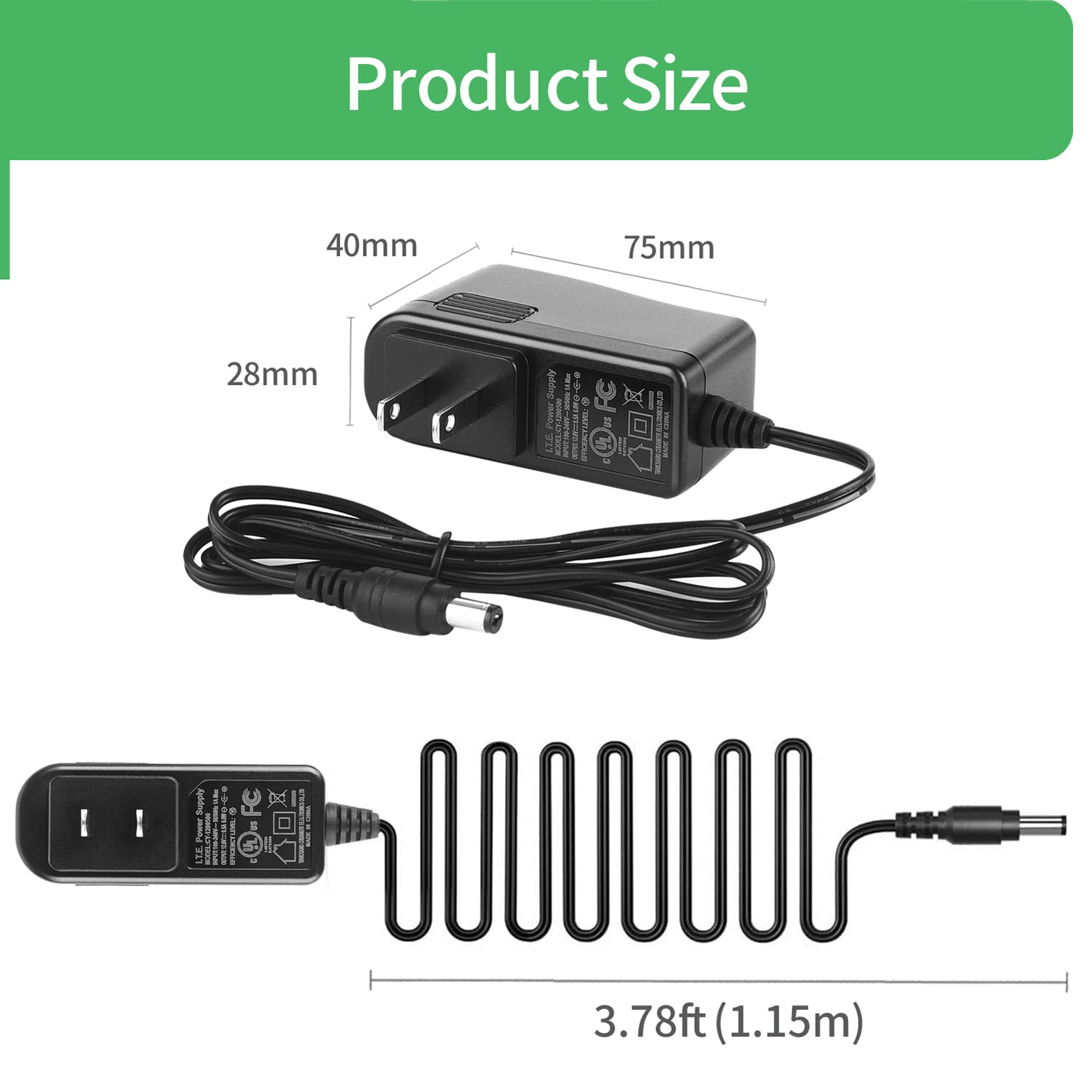 Security 01 Ac To Dc 12V 0.5A 500Ma Power Supply Adapter 5.5Mm X 2.1Mm Ul Listed Fcc,Cy 1200500