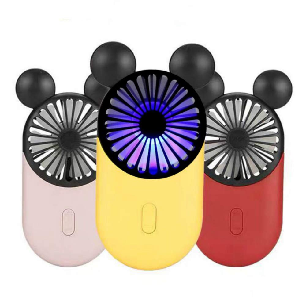 Kbinter Cute Personal Mini Fan, Handheld & Portable Usb Rechargeable Fan Beautiful Led Light, 3 Adjustable Speeds, Portable Hold