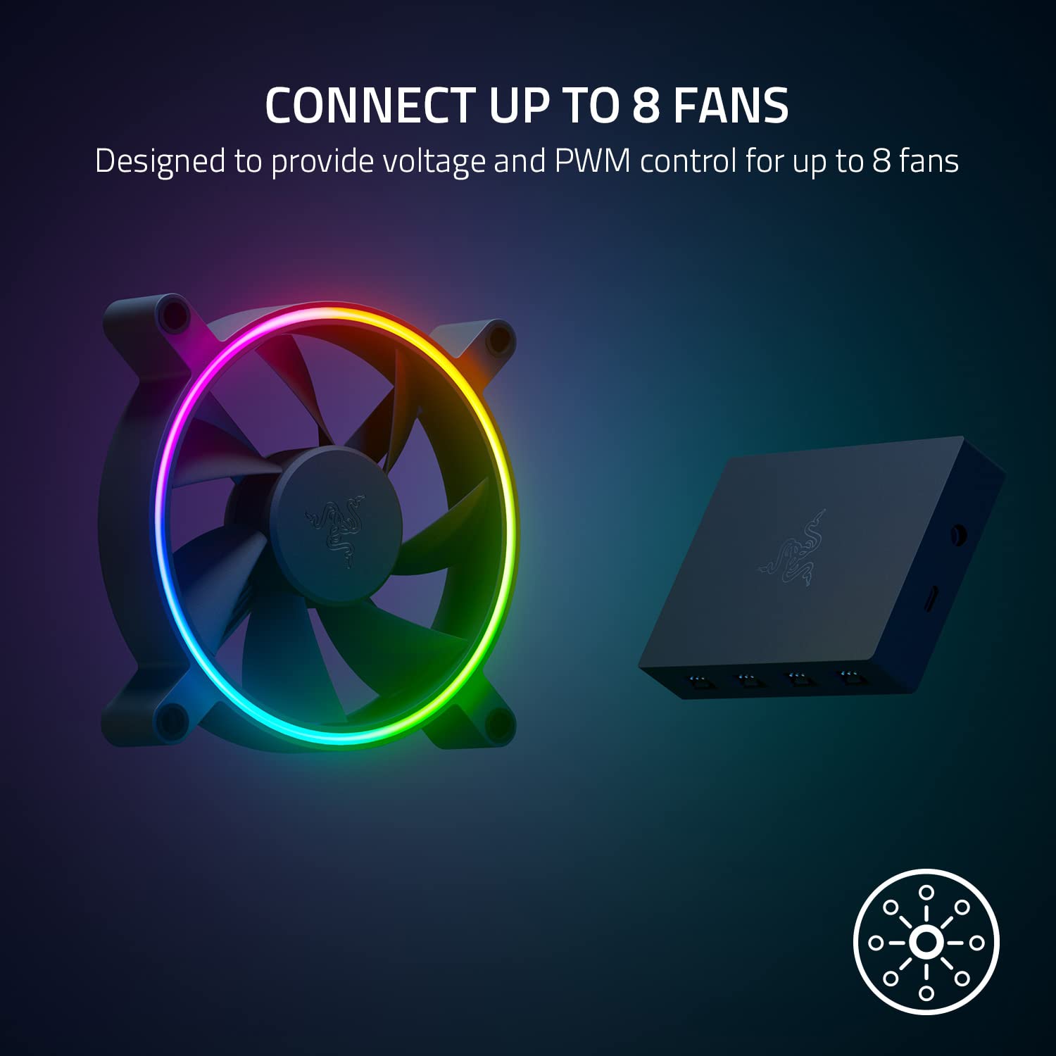 Razer Pwm Pc Fan Controller: Connects Up To 8 Fans   Custom Fan Curve Profiles   Convenient Fan Monitoring   Thin Profile