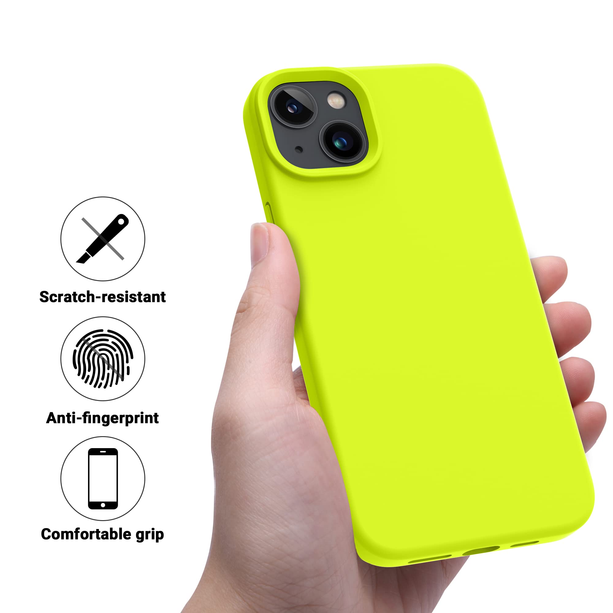 Otofly Designed For Iphone 14 Case, Silicone Shockproof Slim Thin Phone Case For Iphone 14 6.1 Inch (Fluorescent Yellow)