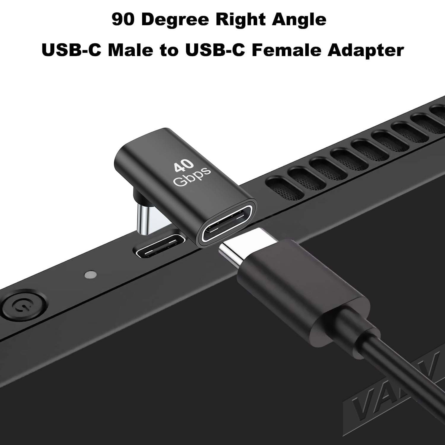 Areme 90 Degree Usb C Male To Female Adapter, 2 Pack Right Angle 100W Type C Adapter Extender For Steam Deck, Rog Ally, Switch, Notebook Computers, Tablet And Mobile Phones (Black)