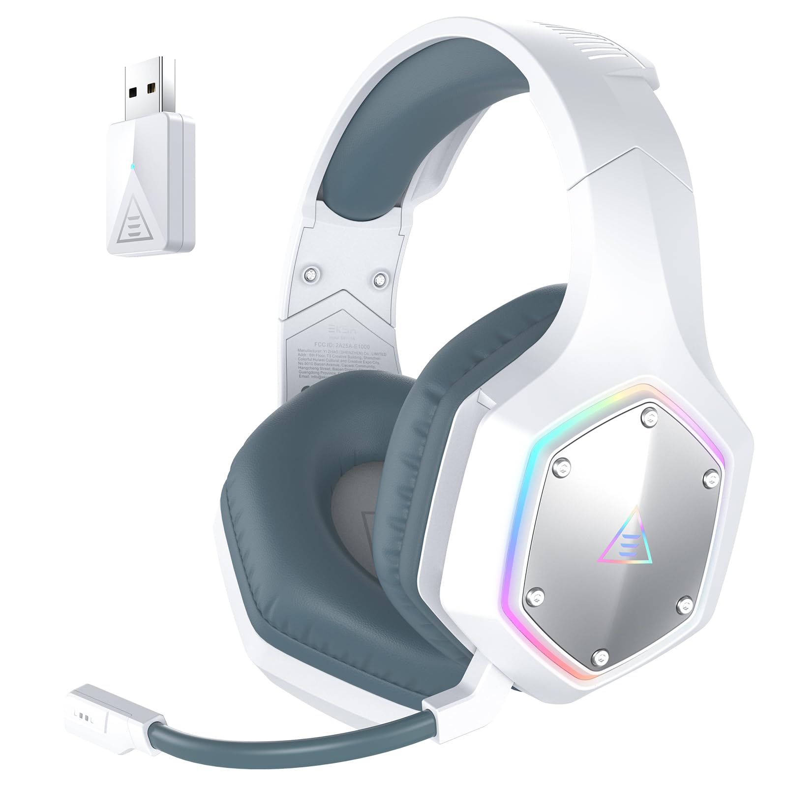 EKSA 2.4GHz Wireless Gaming Headset for PC, PS4, PS5, Gaming Headphones with Noise Cancelling Microphone, 7.1 Surround Sound, 36