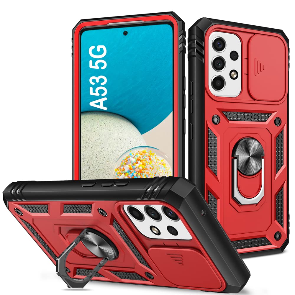 Pasnew [2023 New] Compatible With Samsung Galaxy A53 5G Case 6.5 Inch Heavy Duty Full Body Shockproof Camera Cover Slide Lens Bu