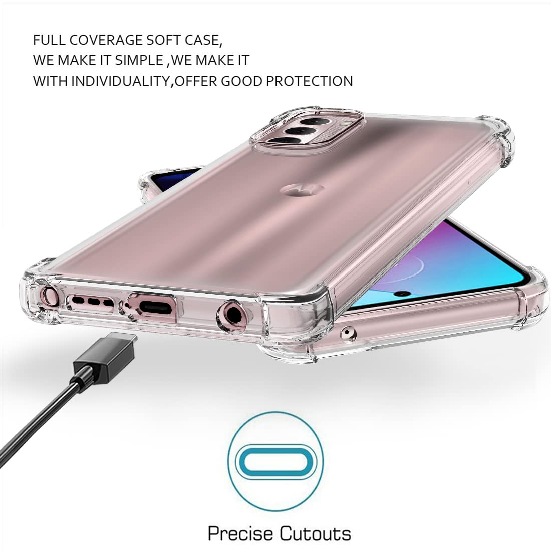 Osophter For Moto G Stylus 2022 Case: Clear Transparent Reinforced Corners Tpu Shock-Absorption Flexible Cell Phone Cover For Mo