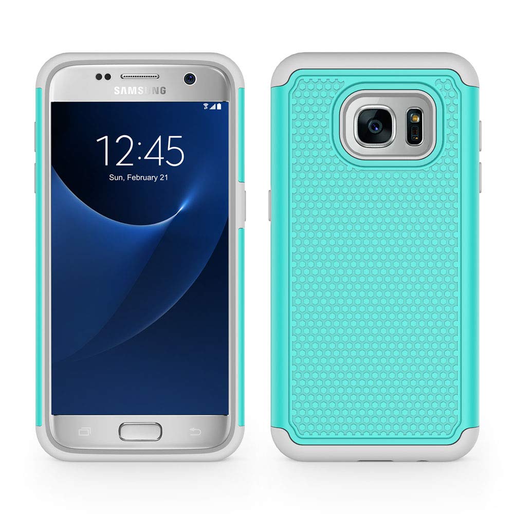 SYONER Shockproof Defender Protective Phone Case for Samsung Galaxy S7 5.1 inch Polycarbonate Turquoise