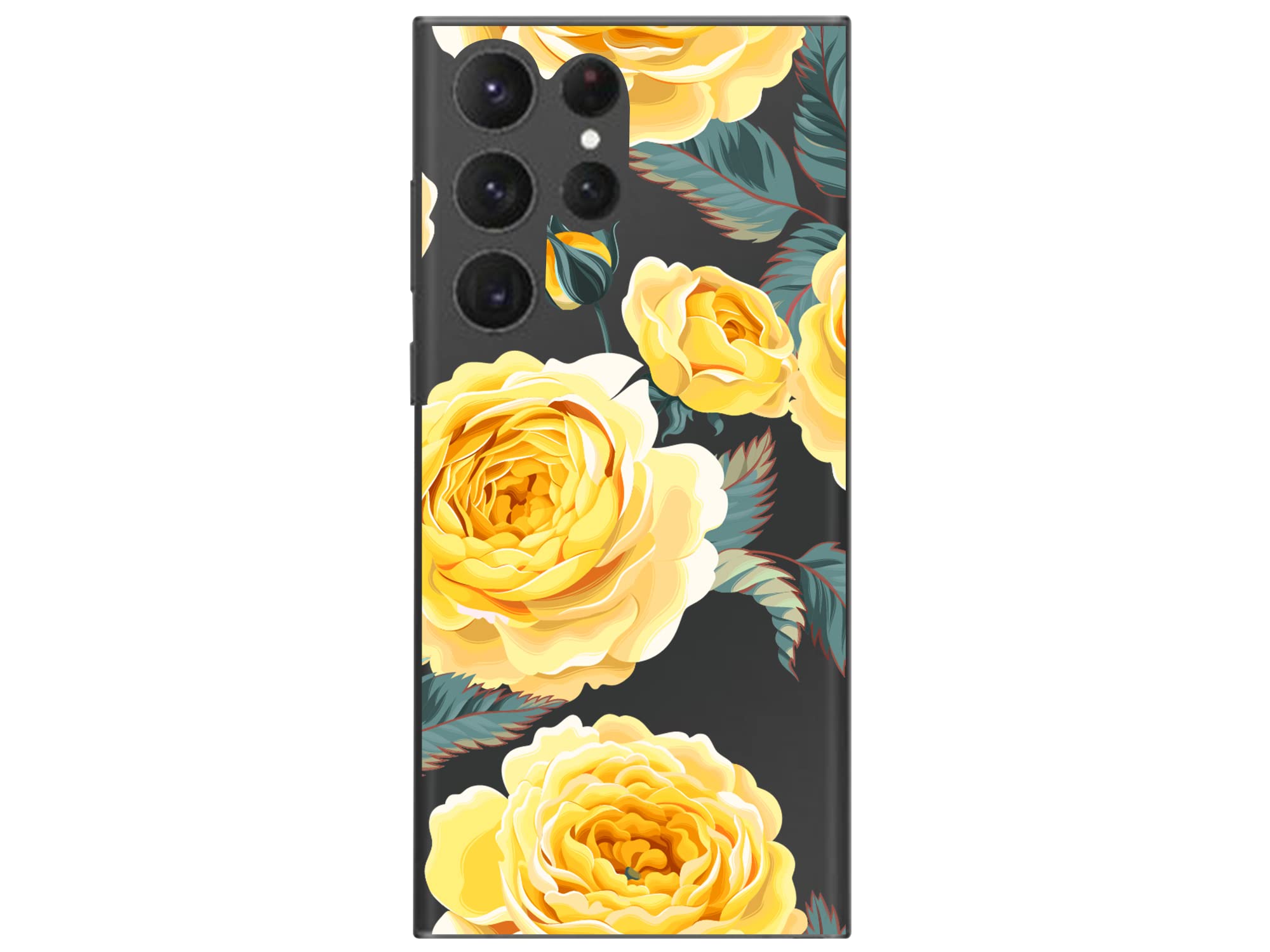Blingy's Samsung Galaxy S23 Ultra Phone Case BL-S2309 Floral Roses Clear TPU Yellow Roses 6.8 Inch