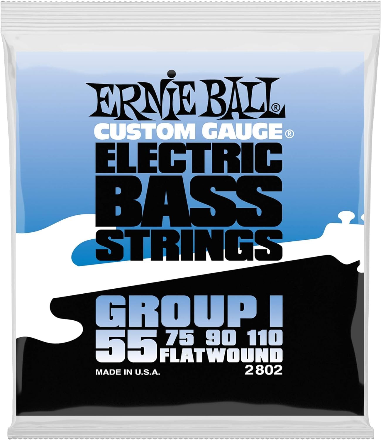Ernie Ball Group I Flatwound Bass Guitar Strings, 55 110 Gauge (P02802)
