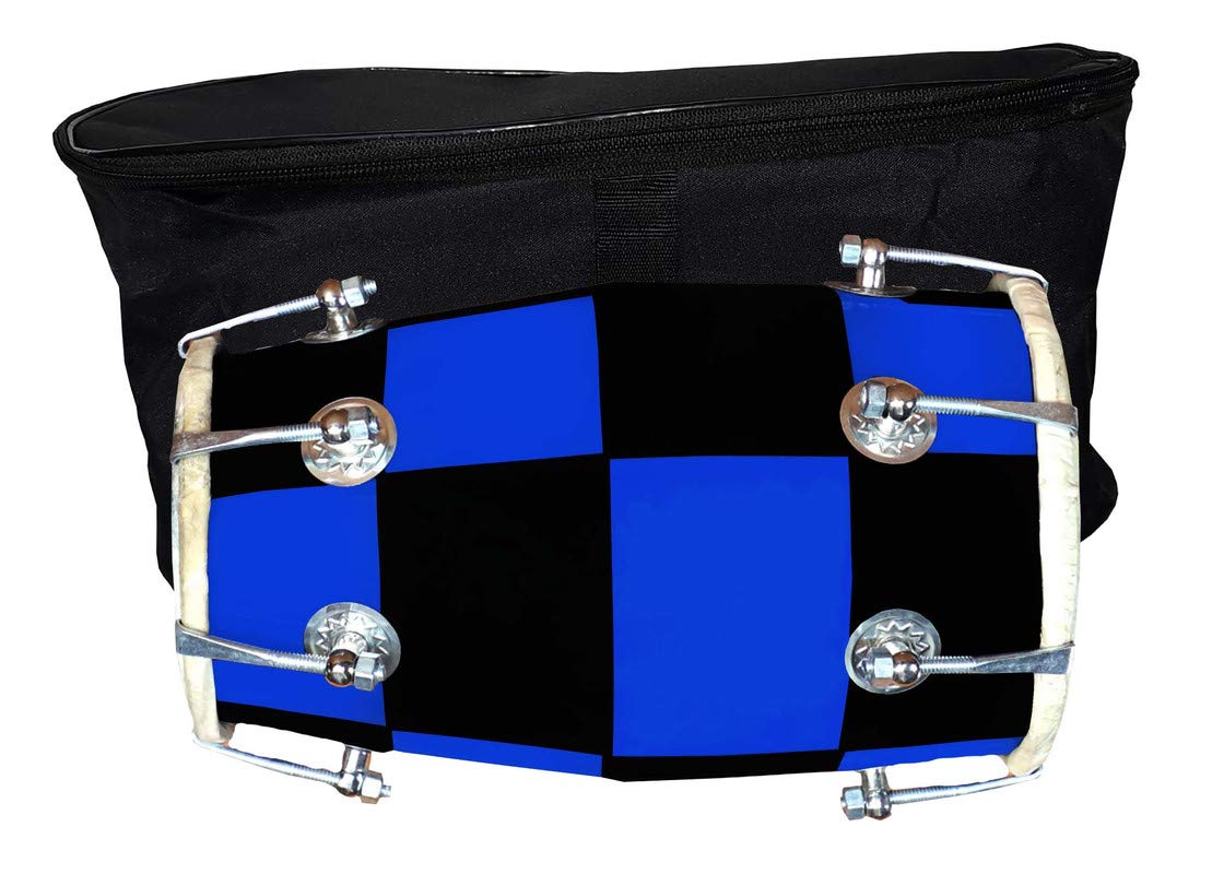 Gt Manufacturers Wooden Musical Instrument Baby Dholak Drum Nuts & Bolt With Cover Design16 (Blue Colour)