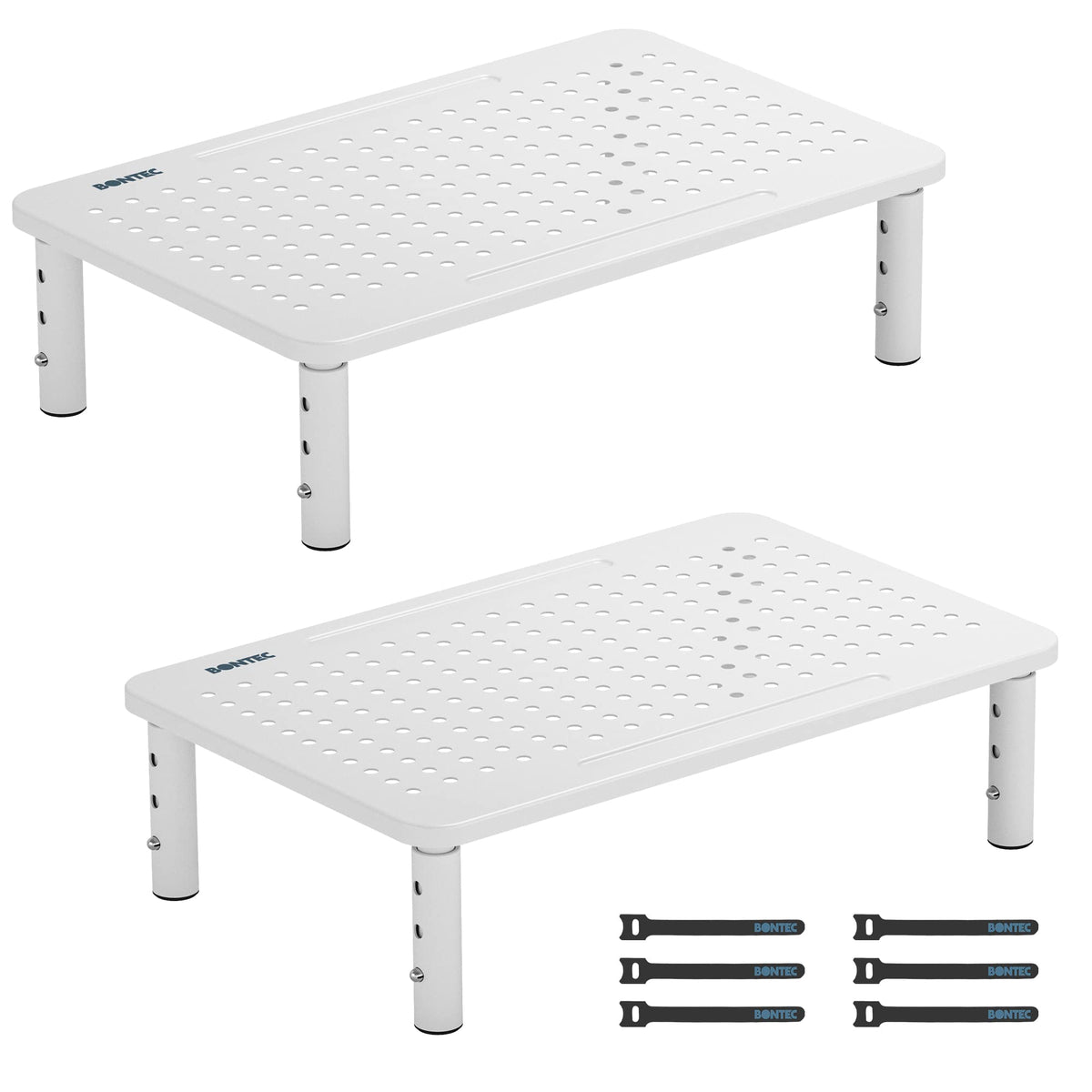 Bontec 2 Pack Monitor Stand Riser, Computer Monitor Riser Stand With Mesh Platform For Laptop, Computer, Imac, Pc Up To 55Lbs Wi
