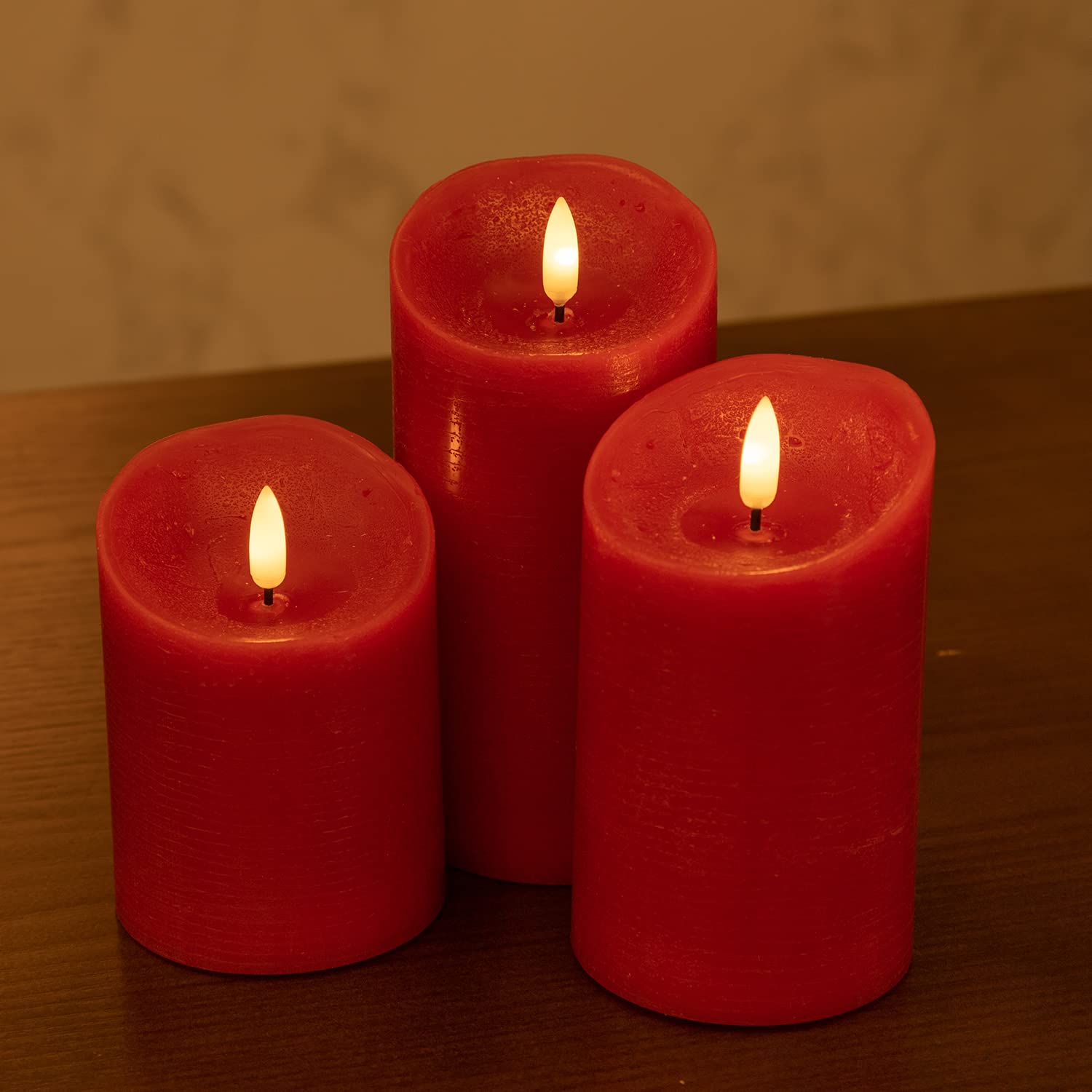 Angelloong Battery Operated Candles With Remote, Red Flickering Flameless Candles With Timer, Real Wax Electric Led Candles For