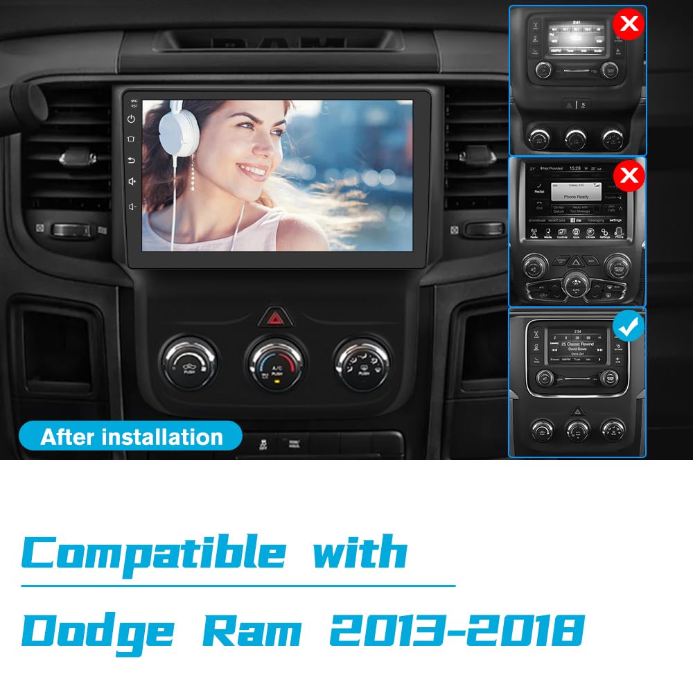 4Gb+64Gb Car Radio Stereo For Dodge Ram 2013-2019 1500 2500 3500 Built In Carplay/Android Auto 9 Inch Head Unit With Dsp Bt Gps