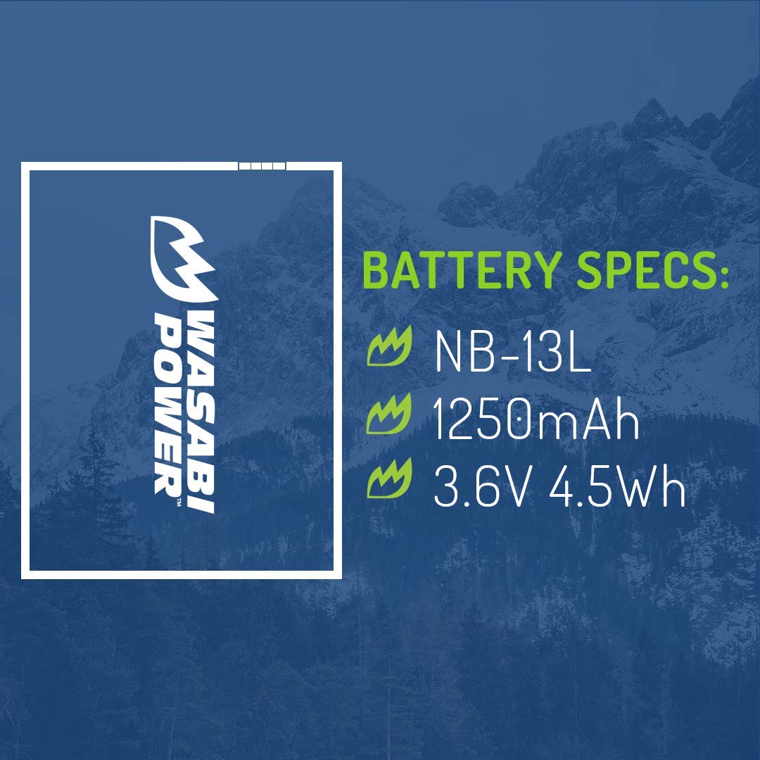 Wasabi Power Nb 13L Battery For Canon Powershot G1 X Mark Iii, G5 X, G7 X, G7 X Mark Ii, G9 X, G9 X Mark Ii, Sx620 Hs, Sx720 Hs,