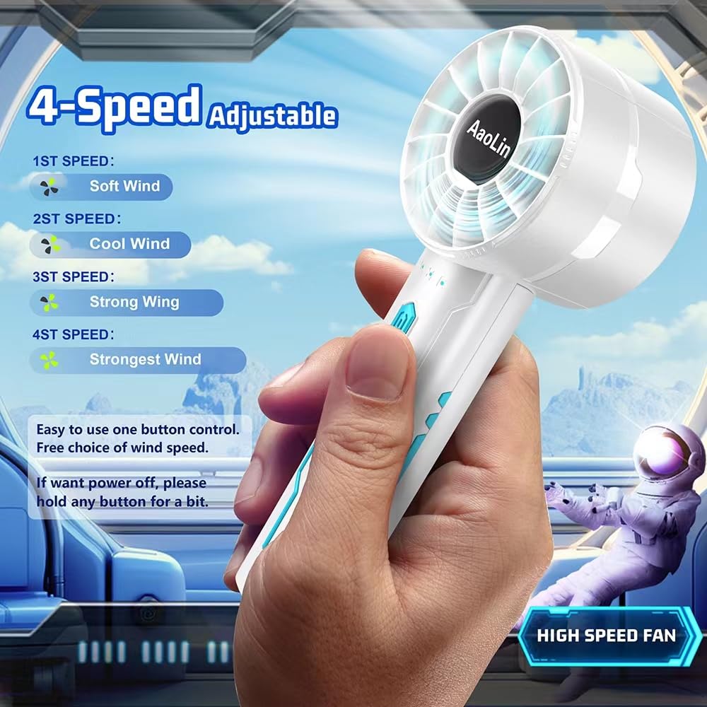 2Pcs Portable Handheld Fan Personal Fan Portable Neck Fan Small Rechargeable Fan Usb Mini Small Fan High Speed Motor Lasts 4 16
