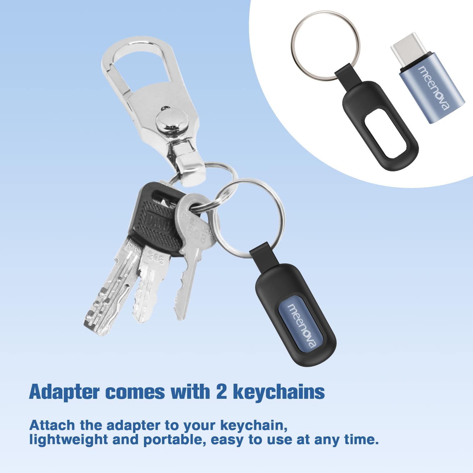 Meenova 60W Lightning To Usb C Adapter With Keychain For Iphone 15 16, Type C Charging Converter, Iphone Lightning To Usb C Adaptor For Travel Essentials Outdoor Office Home,Lightning To Usbc Type C