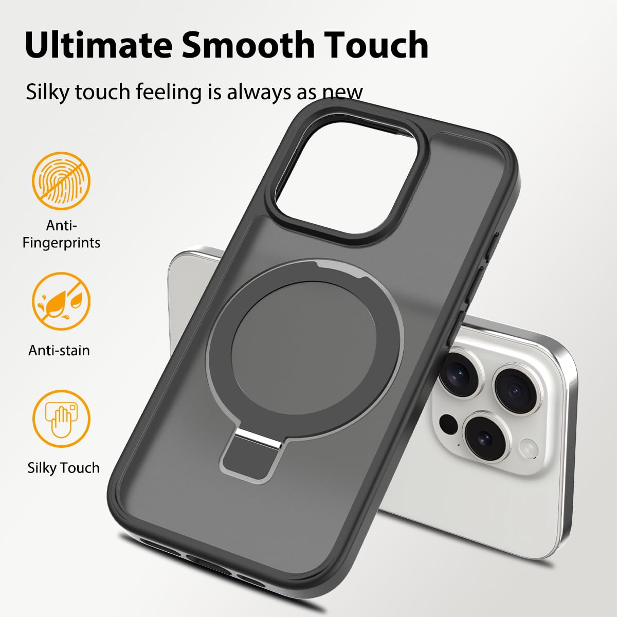 Pinlisheng 2024 Magnetic Stand For 16 Pro Case,Translucent Back Slim Protective Case,Black