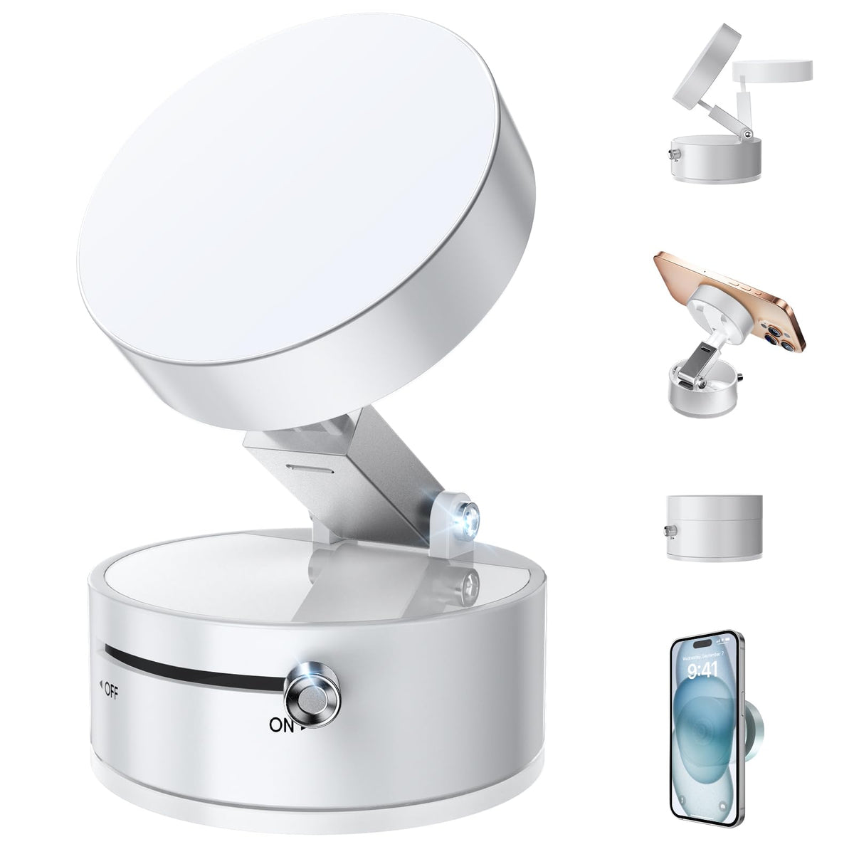 Fonken Vacuum Suction Magnetic Phone Holder, Adjustable Vacuum Car Phone Holder Foldable Vacuum Magnetic Cell Phone Stand Suctio