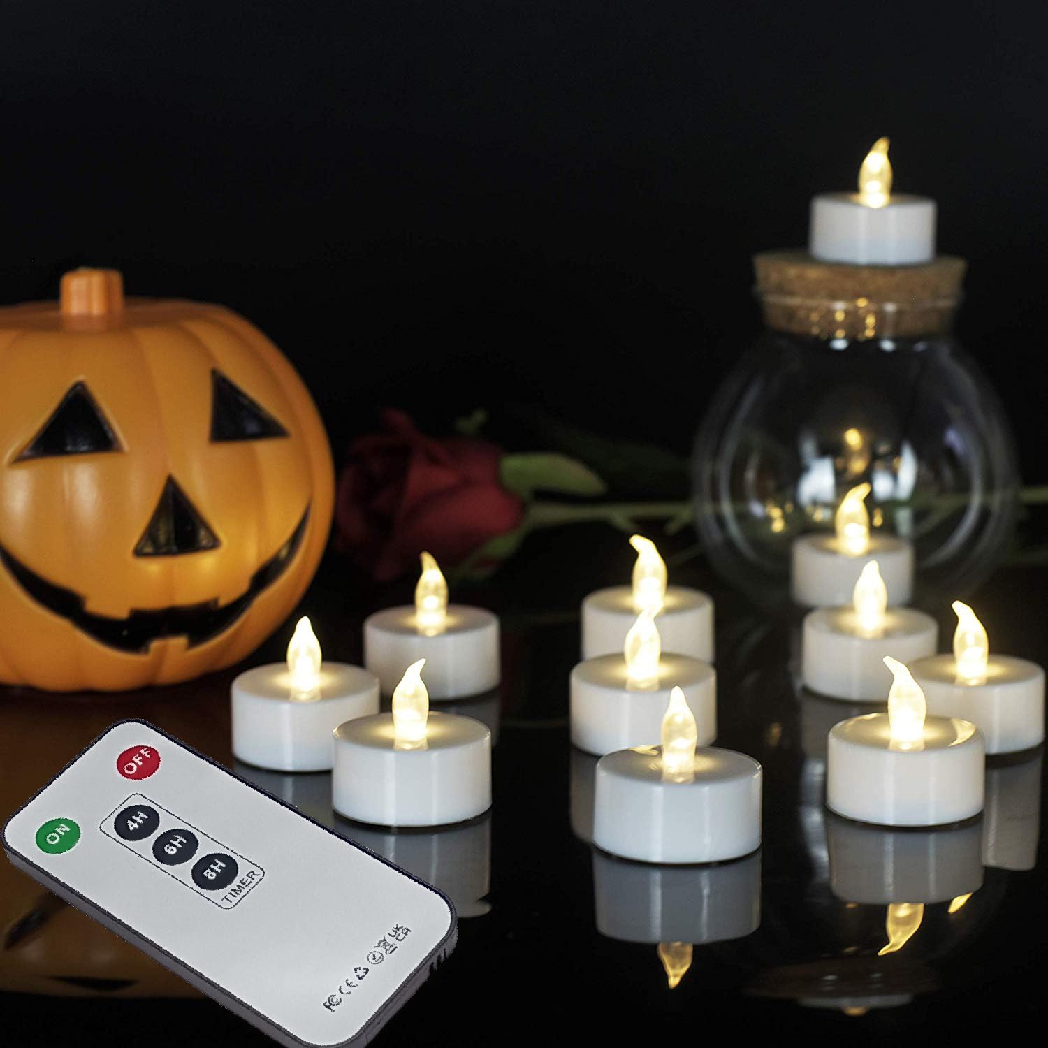 Paichi Tea Lights Candles Battery Operated With Remote Control, 12Pcs Flickering Flameless Candle With Timer, Long Lasting 400+