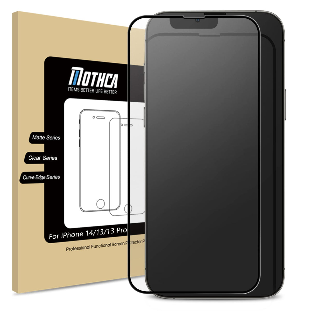 Mothca Matte Glass Screen Protector For Iphone14/Iphone 13/13 Pro 6.1 Inch Anti Glare/Anti Fingerprint Tempered Glass Film Full
