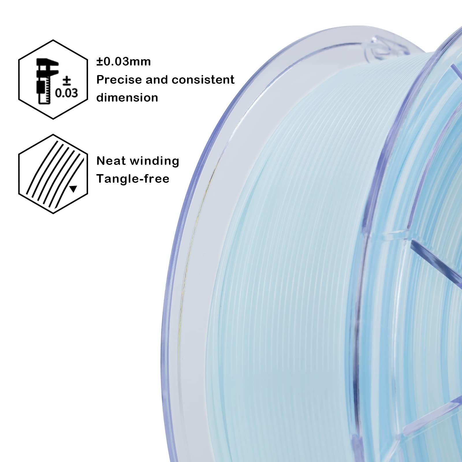 Ziro 3D Printer Filament,Translucent Pla Filament 175Mm,Multicolor Rainbow Pla Filament,1Kg22Lb,Season Series   Winter