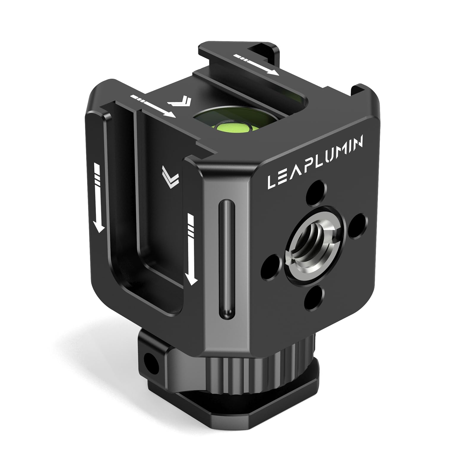 Leaplumin Triple Cold Shoe Mounts Adapter, 3/8'' Screw Hole To 1/4'' Screw Hole, Aluminum Alloy Hot Shoe Extension Bracke For Ds