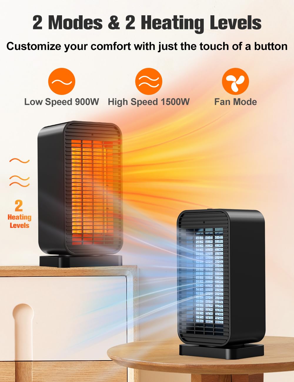 Balko Space Heater, Portable Electric Heaters For Indoor Use With Thermostat, 3 Modes, 20Ft Remote Control, Tip Over & Overheat