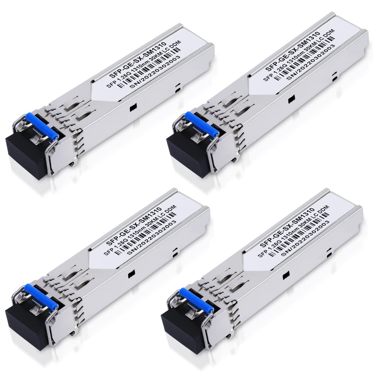 4Pack 1.25G Sfp Lc Module 1000Base Lx(Smf,1310Nm,20Km,Ddm) Single Mode Transceiver For Cisco Glc Lh Smd,Ubiquiti Unifi,Meraki Ma