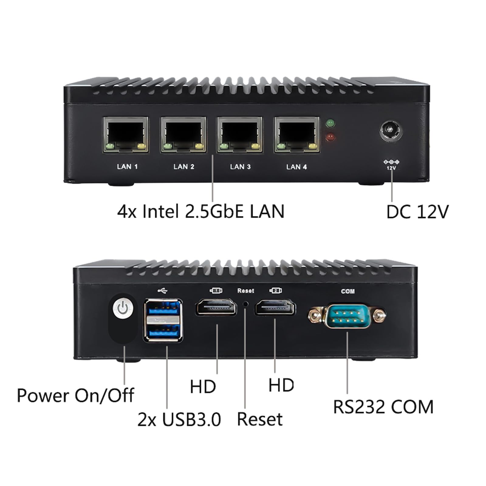 Vnopn Micro Firewall Appliance N3700 Quad Core, 2.5Gbe Intel 4 Ports Dual Hd, Fanless Mini Pc 8Gb Ddr3 128Gb Msata Ssd, Network