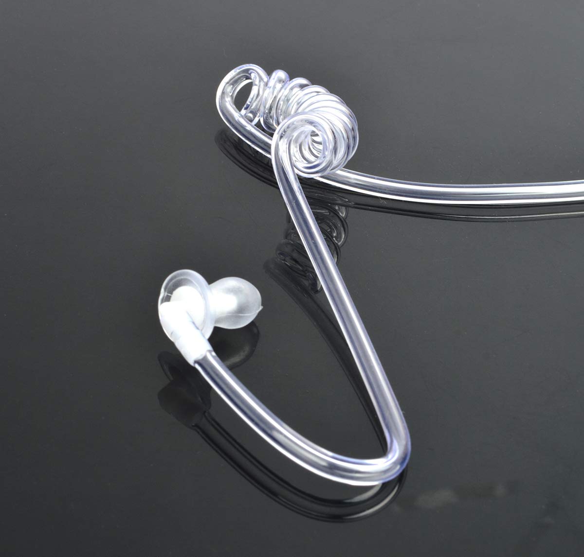 Hys Listen Only Earpiece 3.5Mm Jack Headset (Heavy Duty, Military, Security) Surveillance Acoustic Tube Earpiece With One Pair Medium Earmolds And One Mushroom/Nipple Earbud Ear Tip