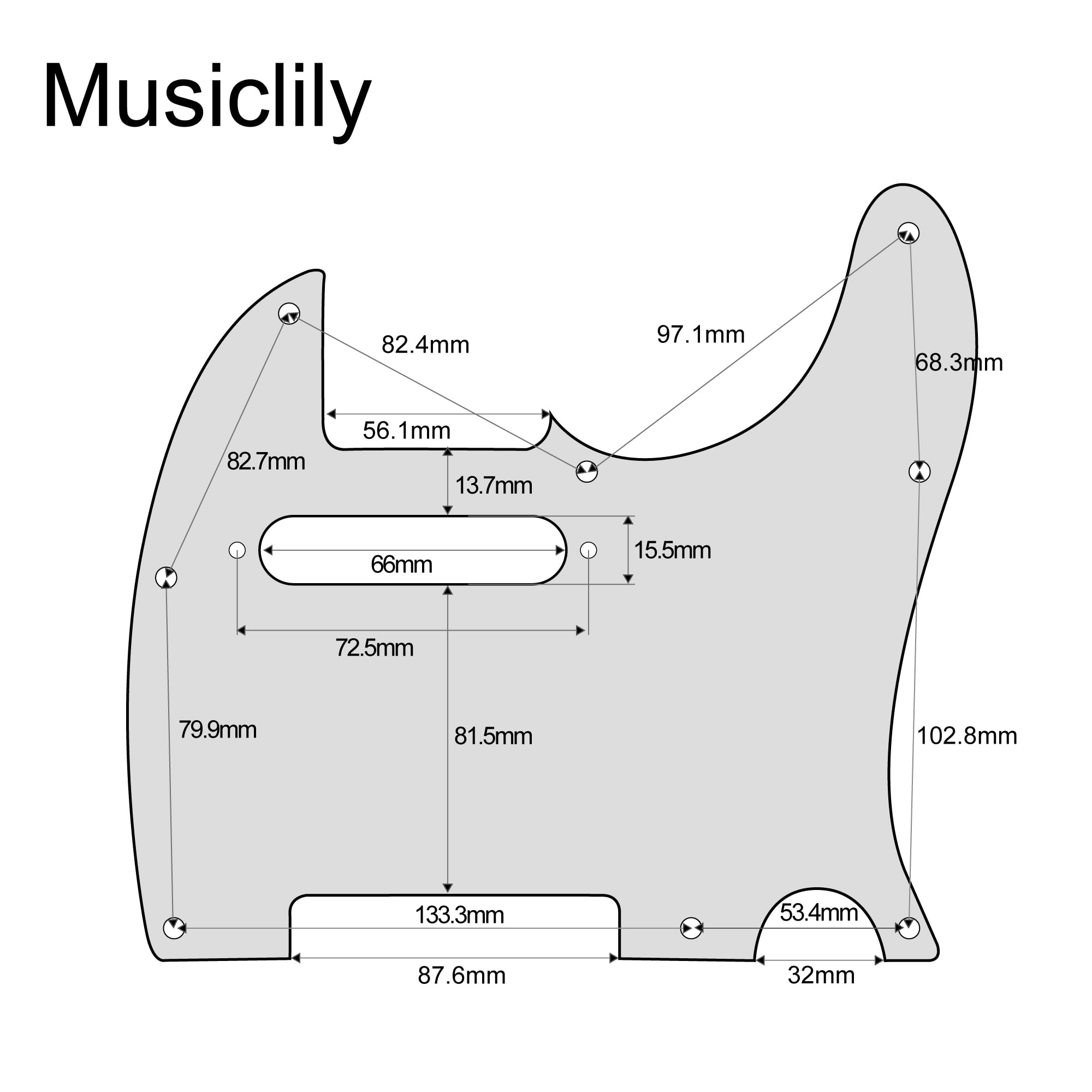Musiclily 8 Hole Tele Pickguard Scratch Plate Pick Guards For American/Mexican Made Fender Standard Telecaster Modern Style Elec