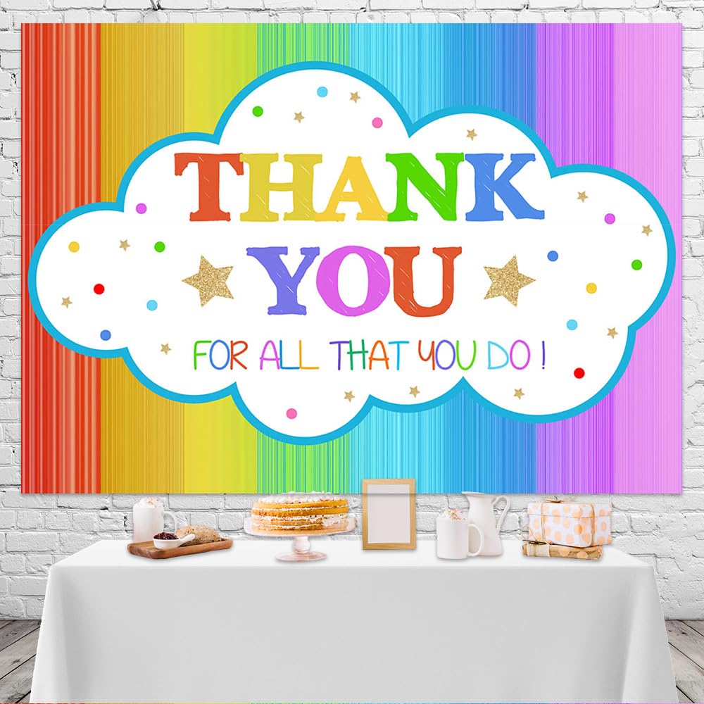 Mocsicka 7X5Ft Thank You Backdrop Thanks For All You Do Colorful Photo Backdrops Staff Teachers Professors Doctors Banner Nation