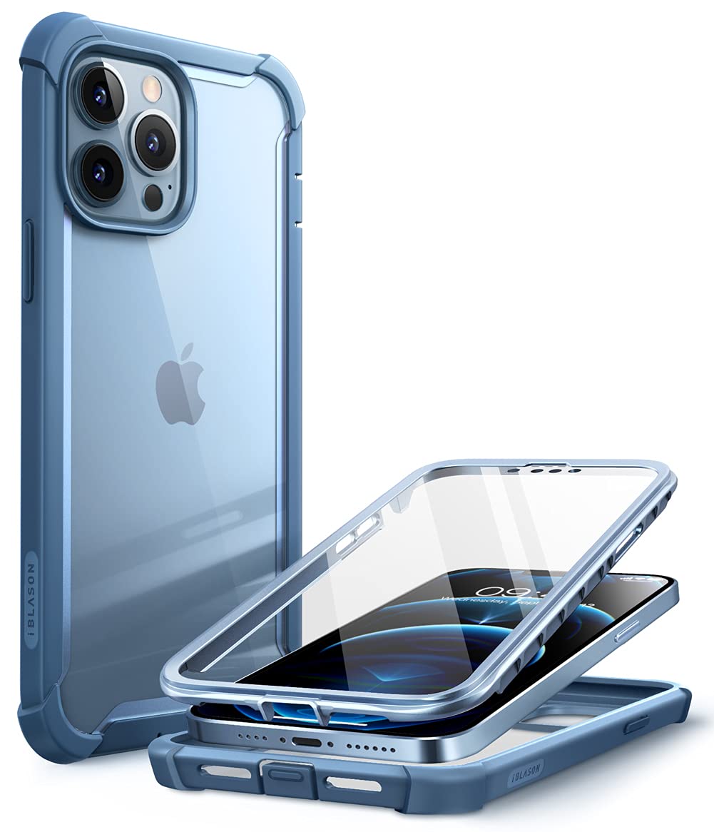 I Blason Ares For Iphone 13 Pro Max Case 6.7 Inch [Built In Screen Protector] [Military Grade Protection] Clear Full Body Shockp