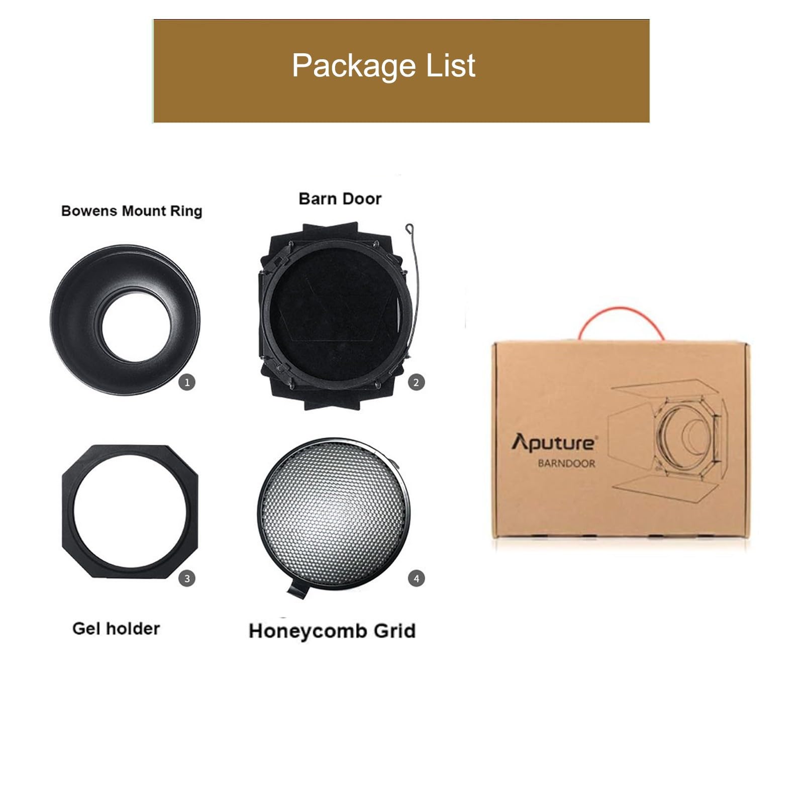 Aputure Barn Doors With 30 Honeycomb Grid Designed For Aputure Bowens Mount Point Source Lights Compatible With Aputure Reflecto