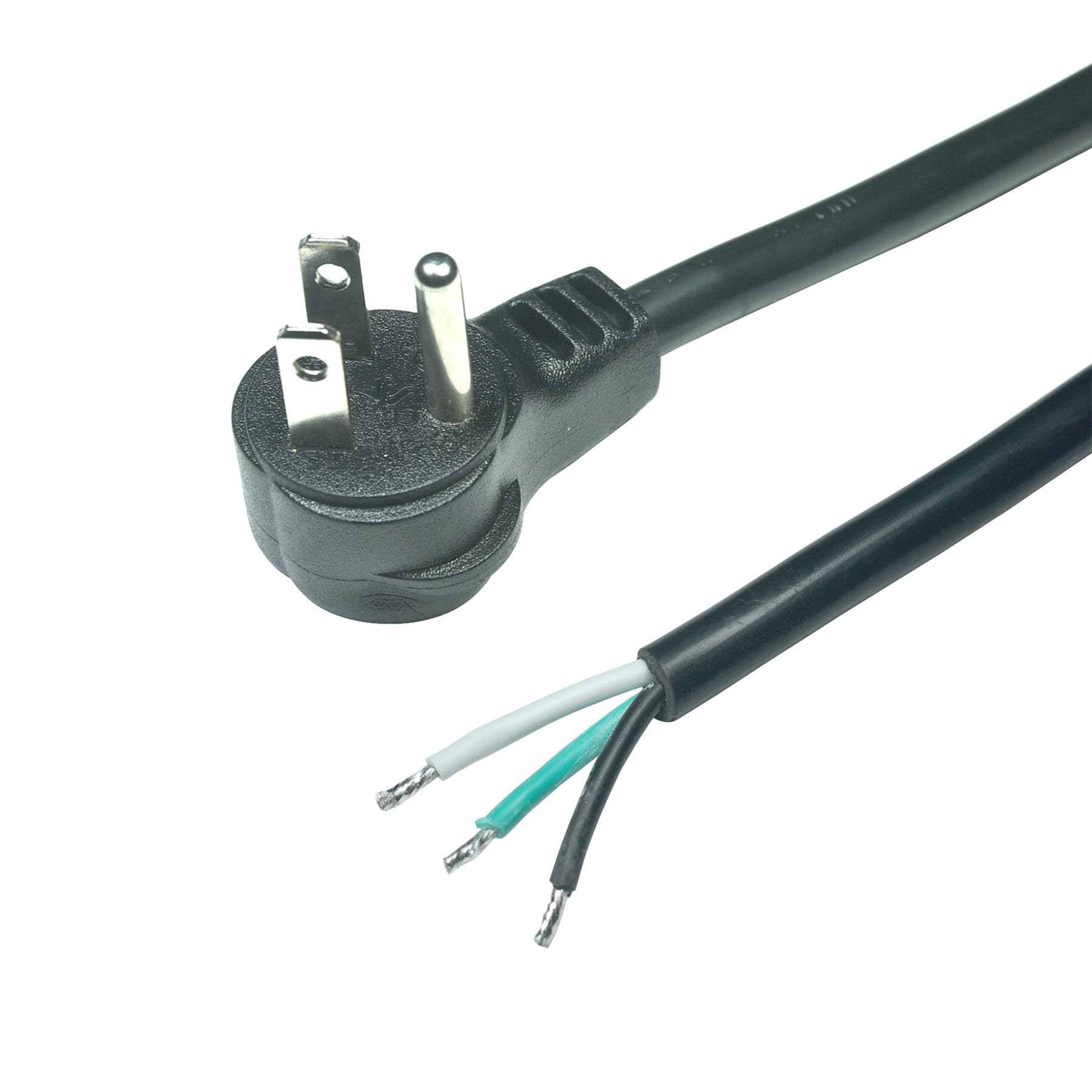 90 Degree Electrical Plug Replacement Power Cord With Open End   6 Ft Black Extension Cable,16/3 Sjtw, For Universal Ac Applianc