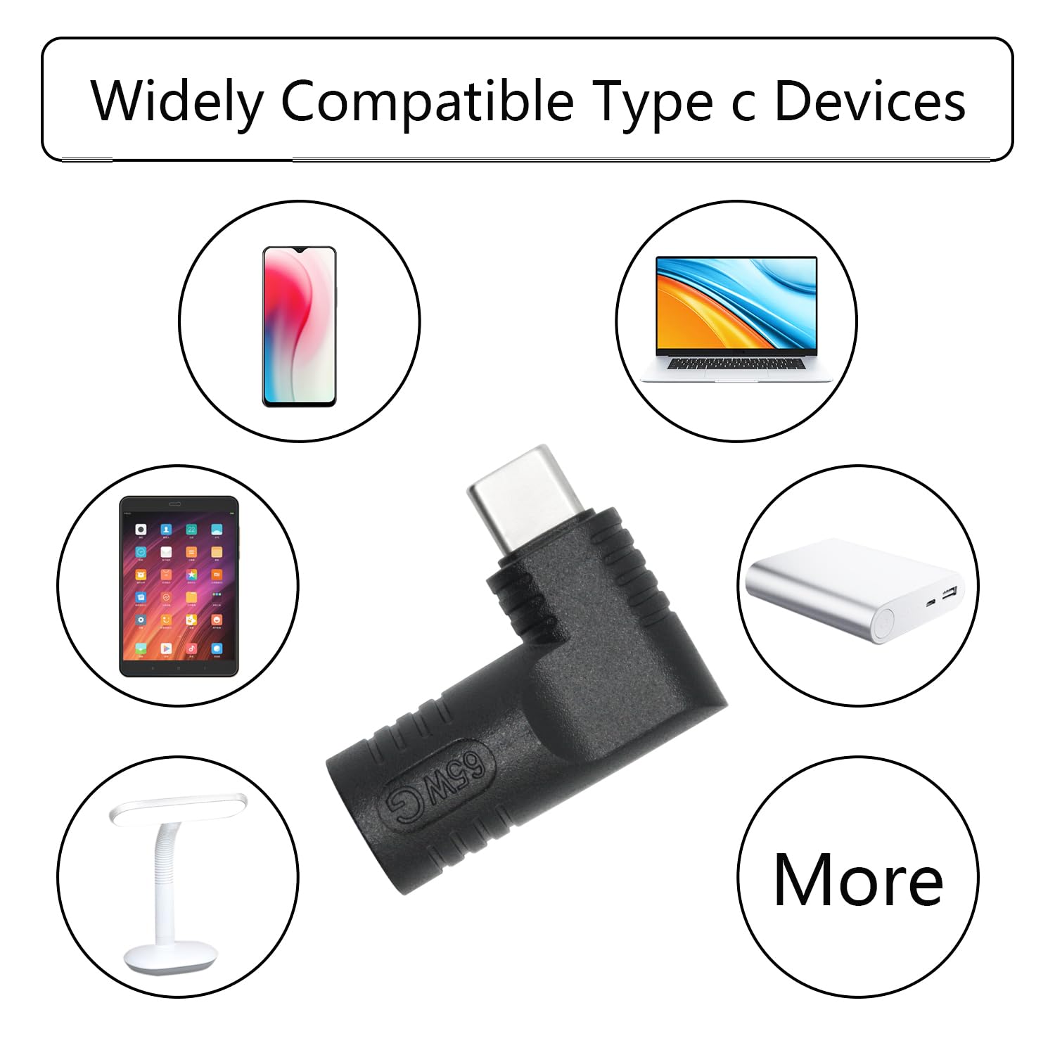Maixbomr Right Angle DC 5.5mm x 2.1mm to USB C PD 65W Power Adapter - Black Copper