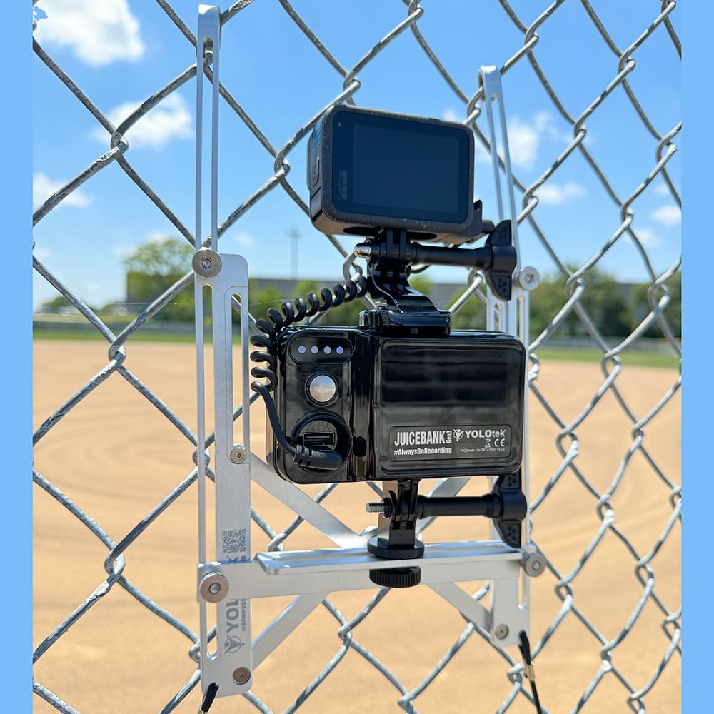 Yolotek Fence Mount + Juicebank Bundle: Baseball Fence Mount & Softball Too, 7800Mah Battery Pack For Gopro Fence Mount Gopro He