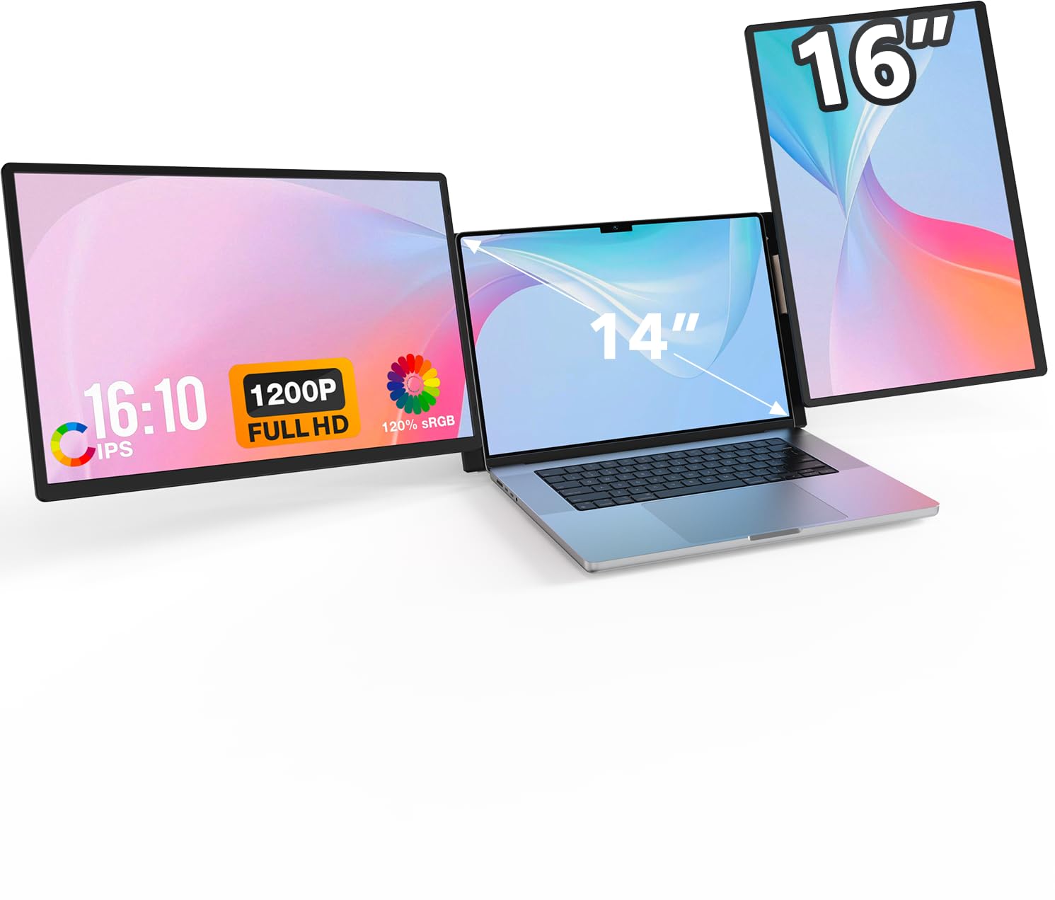 FLYTOCCA 16  Laptop Screen Extender, Updated 1200P FHD Portable Monitor with 16:10 Aspect Ratio Screen, Rotation Detachable Scre