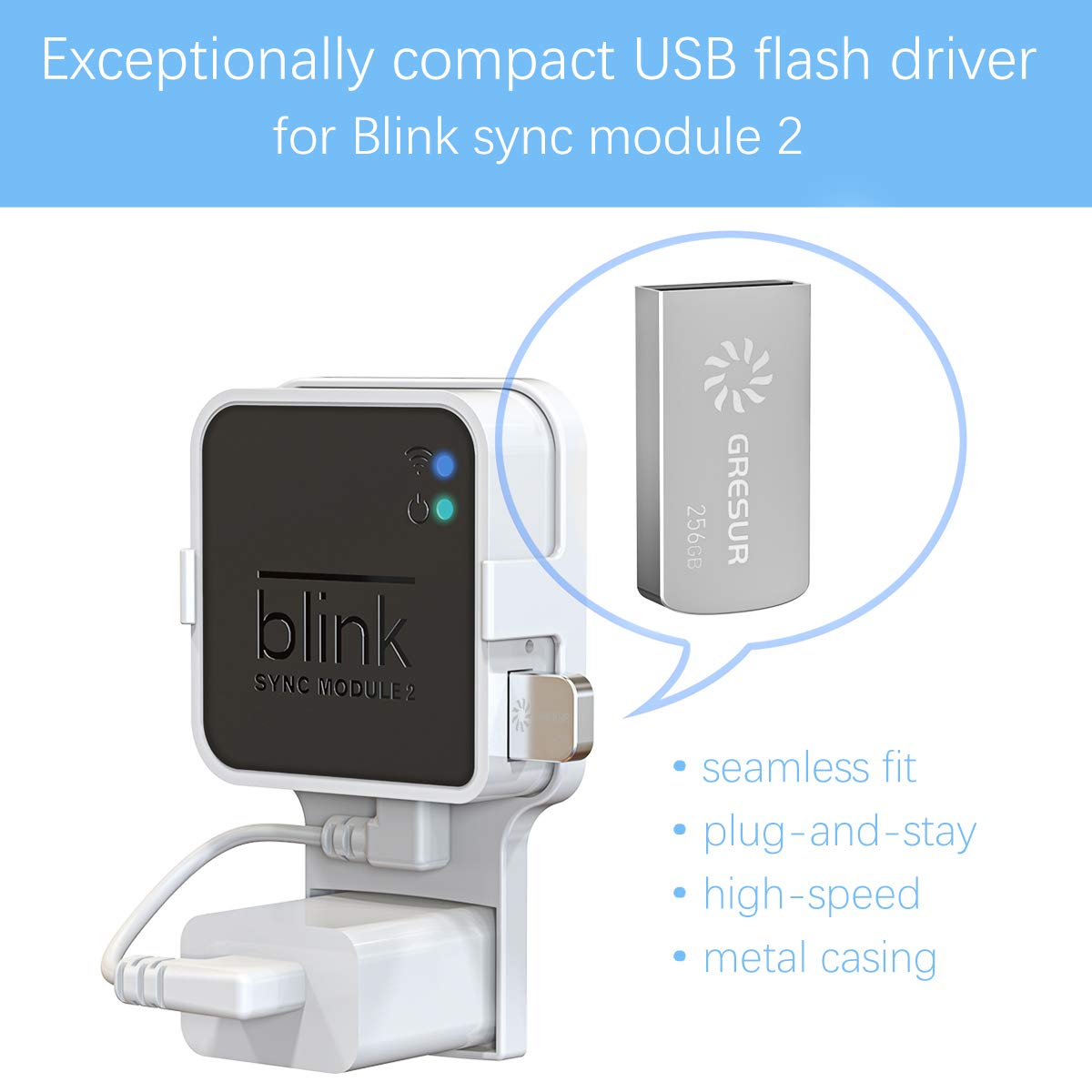 256Gb Usb Flash Drive For Local Video Storage With The Blink Sync Module 2 Mount (Blink Add On Sync Module 2 Is Not Included)