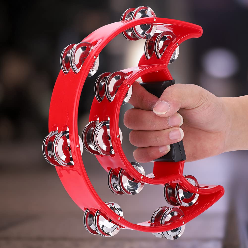 Ubersweet Percussion, Good Texture Jingles Tambourine, for Friends Family(red) ||